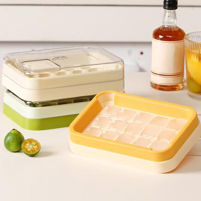 Ice Cube Tray with Lid 15 Cubes Ice Grid Easy-Release Silicone Bottom Stackable Ice Trays for Freezer