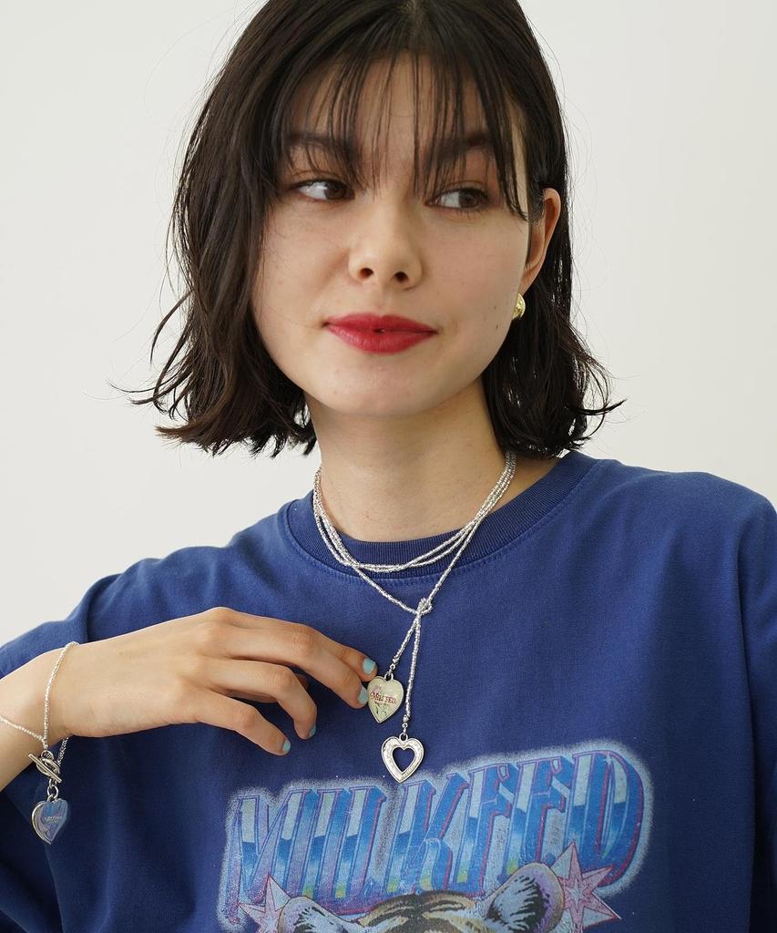 [Milkfed] Beads and Heart Charm Necklace 103252054008 WHITE ONE SIZE