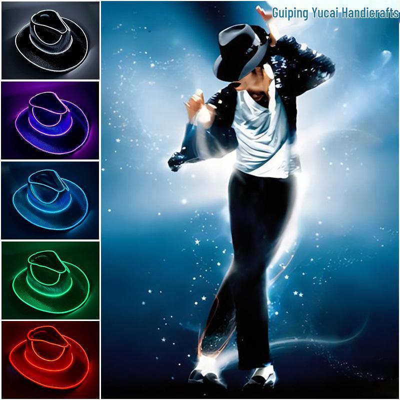 Pearlescent Iridescent LED Light-Up Cowboy Hat for Halloween Party