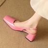 Middelhoge Hakken Pumps Schoen Vrouw Elegante Sandalen Zwart Nude Groen Roze Vierkante Neus Slingback Feest Kantoor Bruiloft Schoenen Vrouwelijk