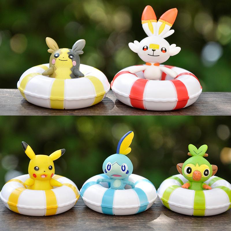 

5Pcs/Set Pokemon Swim Ring Kawaii Pikachu Scorbunny Morpeko Toy Quaxly High Quality Trendy Play Ornament Toy Kids Birthday Gift