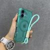 Třpytivé pouzdro s popruhem na zápěstí pro iPhone 16 1 14 Pro Max Plus 11 12 13 Magnetický řemínek Průhledný Bling kryt