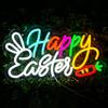 Happy Easter Neon Sign Easter Bunny Neon Light for Wall Decor, USB Powered & Dimmable LED Easter Window Lights for Kids Gifts Bedroom Party