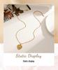 Ying Tai Women's Heart Pendant Necklace, Stainless Titanium Steel, Zircon Crystal, High Polish 18K Gold, Waterproof and Fashionable.