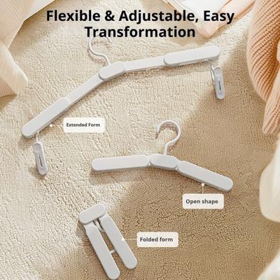 Foldable Travel Hanger with Clips Portable Clothes Hangers Collapsible Space-Saving Hangers for Cruise Vacation Suitcases