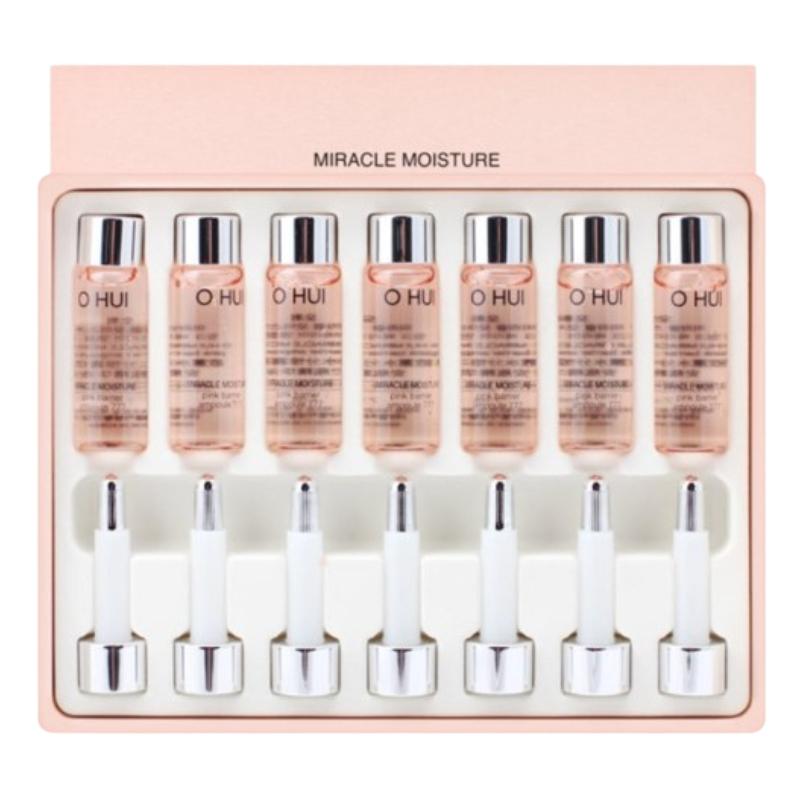OHUI Miracle Moisture Pink Barrier Ampoule 777 7ml x 7ea | Intensive Hydration & Skin Barrier Care | Korean Moisturizing Ampoule