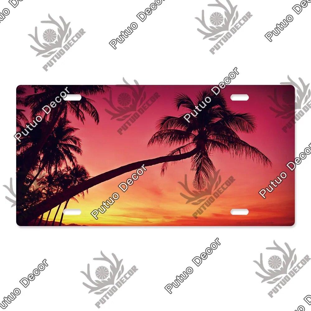 Putuo Decor Západ slunce SPZ Kovová cedule Plaketa Kovová Vintage Dekorace do obývacího pokoje Dveře Nástěnná dekorace k moři