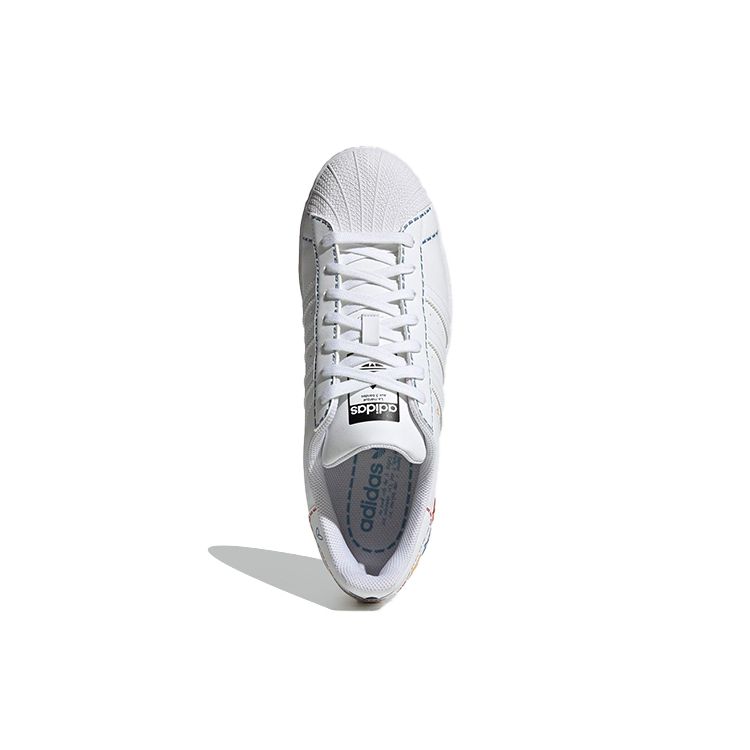 Adidas Originals Superstar Series Casual Breathable Low-Top Skate Shoes Unisex Sneakers White Blue Yellow GZ3034