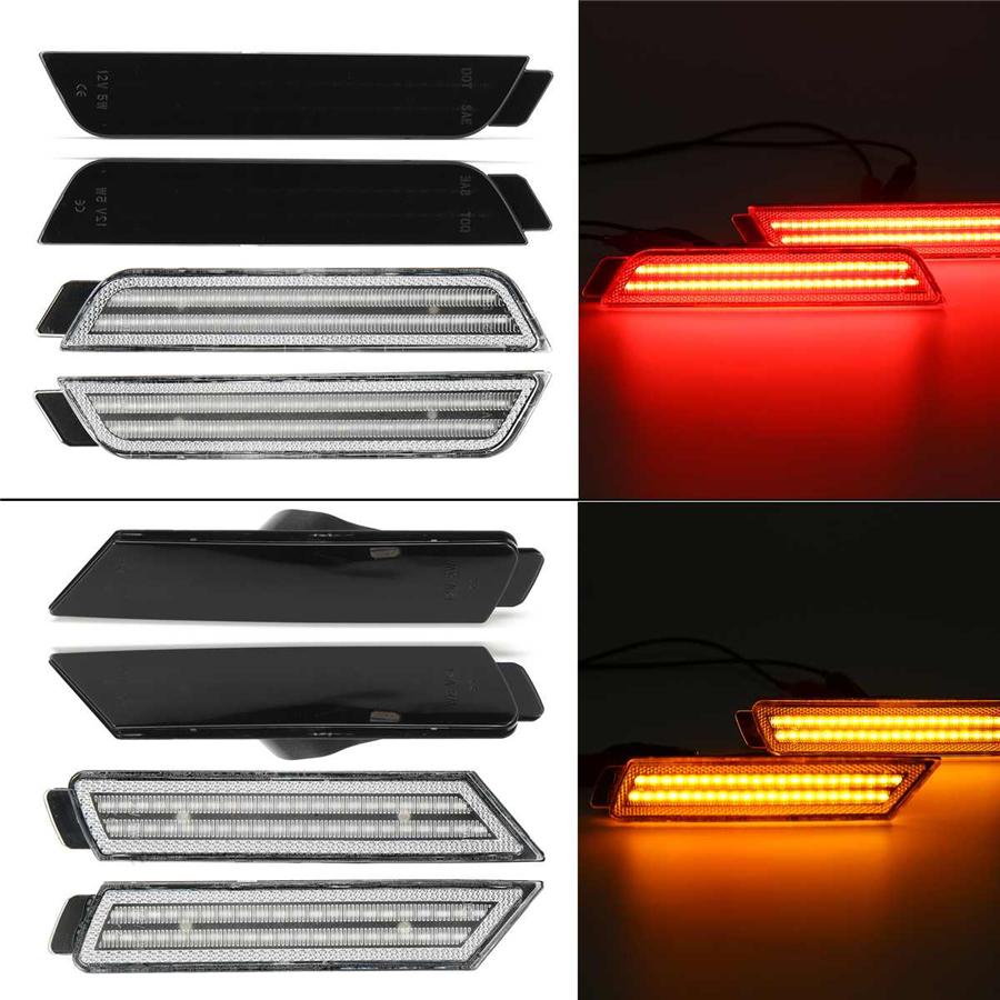 For 2010-2015 Chevy Camaro Signal Light Clear Led Side Marker Front Amber + Rear Red