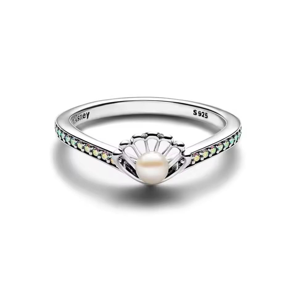 Anelli Serie Principesse 925 originali Jasmine Ariel Biancaneve Fiocco Tiana Tiara Anello Scintillante Gioielli da Donna Regalo Fai da Te Più Recente
