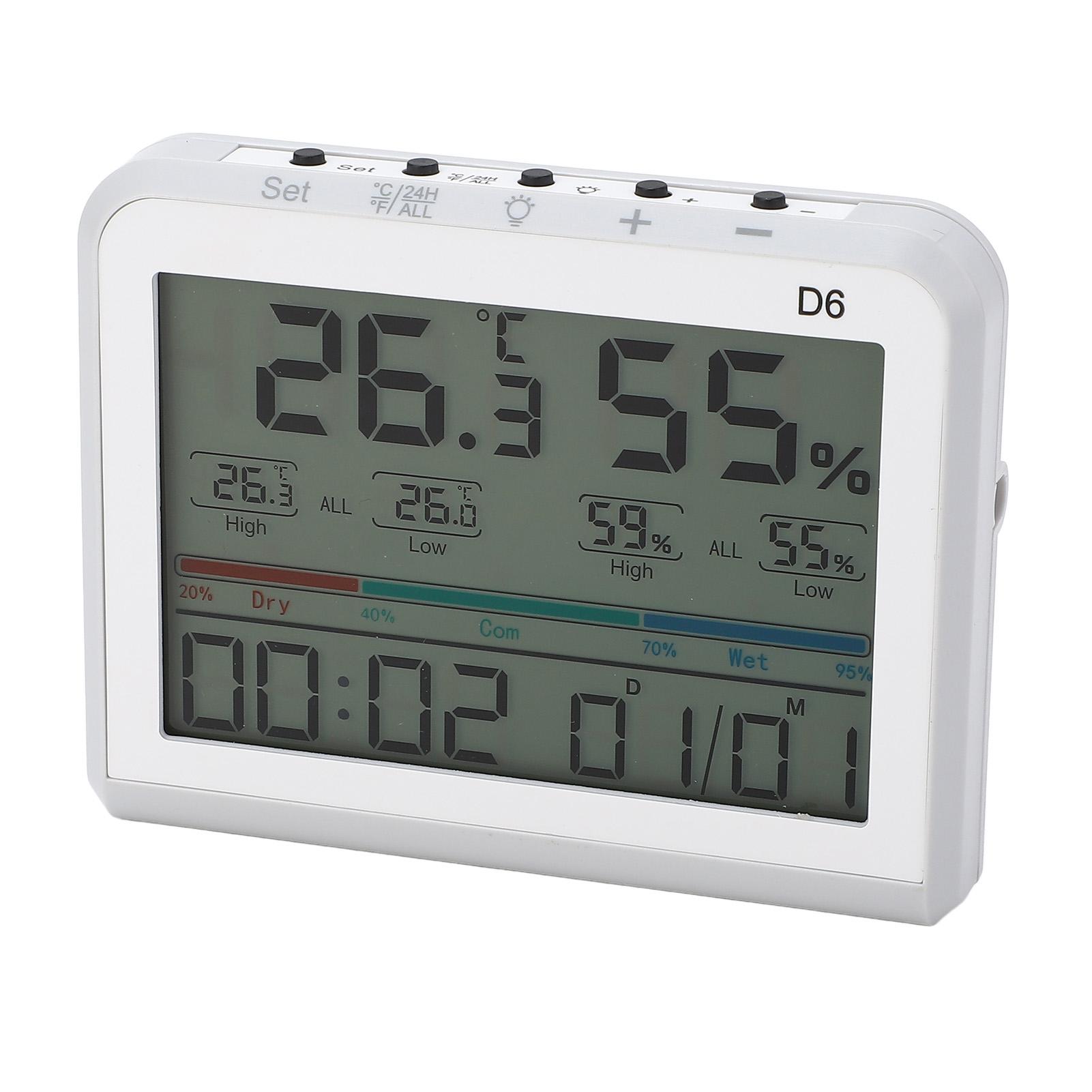 

Цифровой комнатный термометр с отображением времени и даты, настольный измеритель температуры и влажности для дома