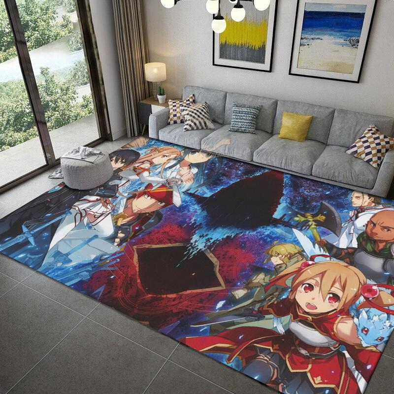 Sword Art Online anime Dywan wielorozmiarowy Dywan do salonu sypialni pokoju dziecięcego Dekoracja domu Dywanik podłogowy Mata antypoślizgowa Mata pod kanapę
