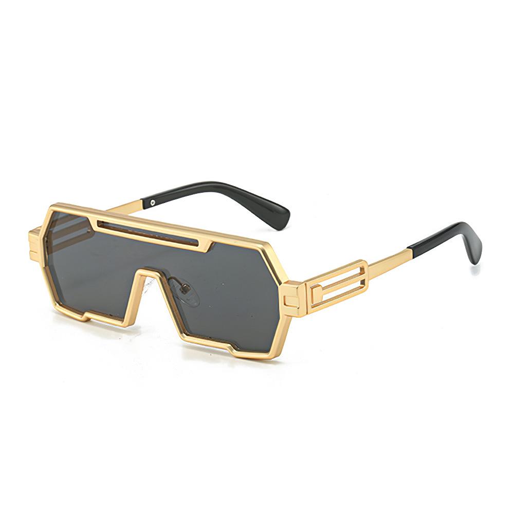 Fashionable Sunglasses For Women Geometric Gold Frame Sunglasses With Metal Stripes Personalized And Charming Women'S Glasses