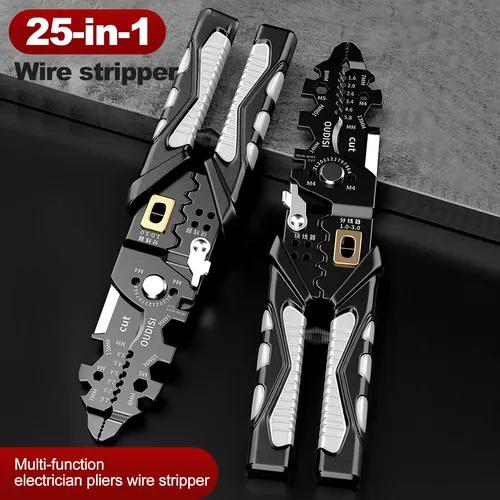 Electrician Wire Stripper with Chromium Vanadium Steel Blades and Ergonomic Handle Designed for One Handed Easy Operation