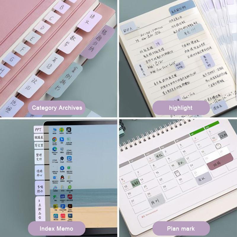 60/120/240pcs Index Sticker Note Half Clear Smooth Writing Tags Marking Organizing Files Reusable Book Tabs Home/School/Office