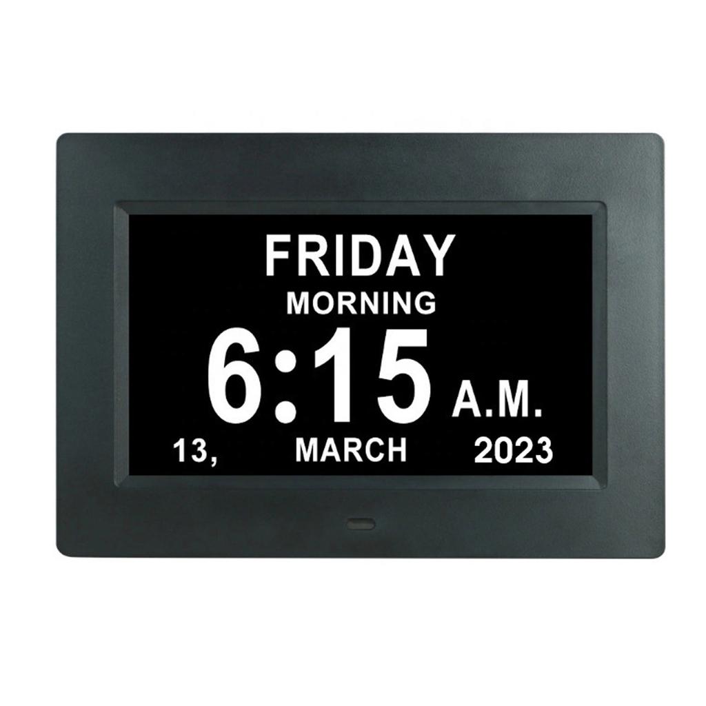 7 Inch Clock With Date And Time For Elderly, Large Digital Clock For Seniors Adjustable Brightness