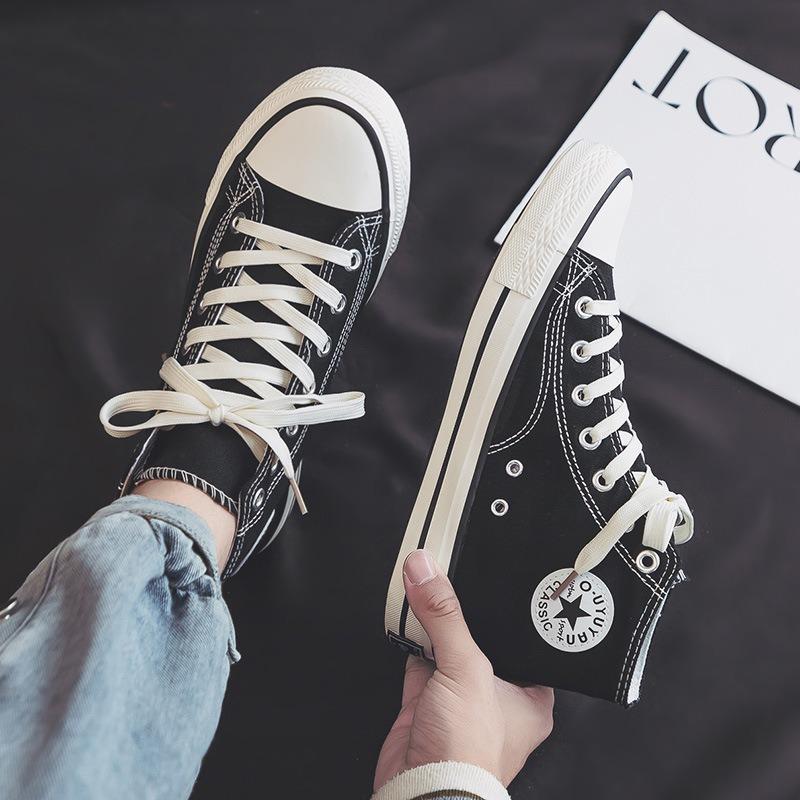 Pantofi vulcanizați pantofi clasici din pânză s replică high-top pantofi casual de cuplu versatili pantofi de skate pentru studenți bărbați