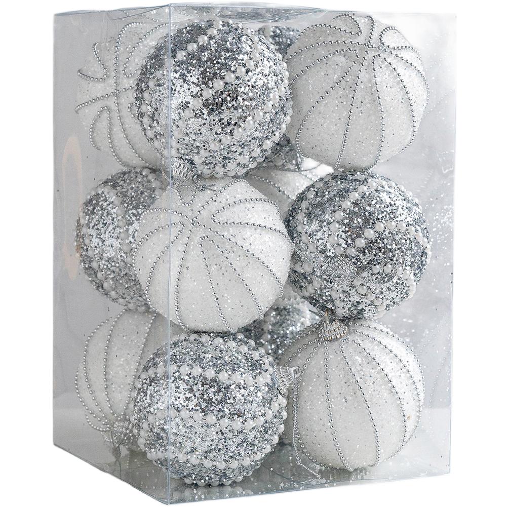 

Christmas Ball Ornament Set 12 Pieces 8cm For CHAMPAGNE Silver Painted Foam Balls Lightweight and Stylish for Tree Decoration
