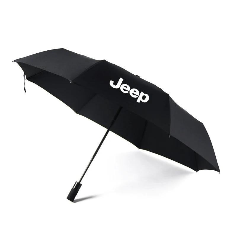 

For Jeep Car Emblem Automatic Folding Windproof Sunshade Umbrella For Jeep Grand Cherokee Wrangler JK Gladiator Compass Reneg чёрный