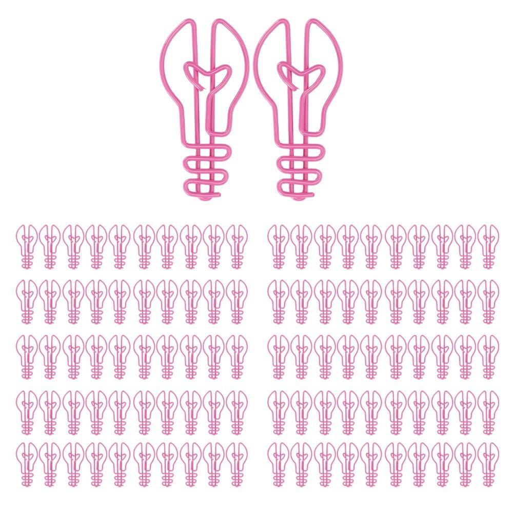 

100pcs Plastic-coated Metal Cute Paper Clips Bulb Shaped Metallic Paper Clips Wedding Decoration рожевий