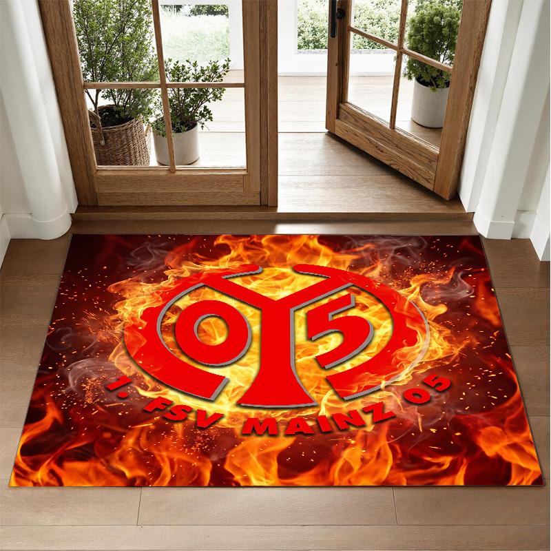 Mainz FC Design Crystal Velvet Rug Soft Decorative Mat for Bedroom Entrance