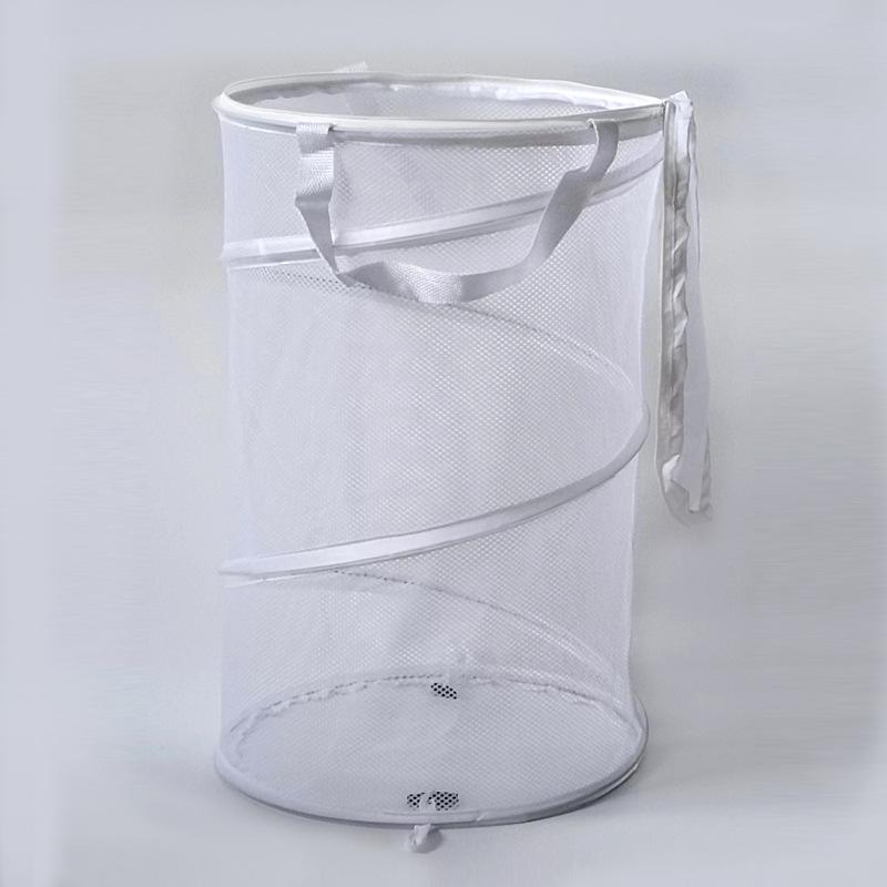 Large Capacity Foldable Polyester Mesh Storage Basket for Dirty Clothes