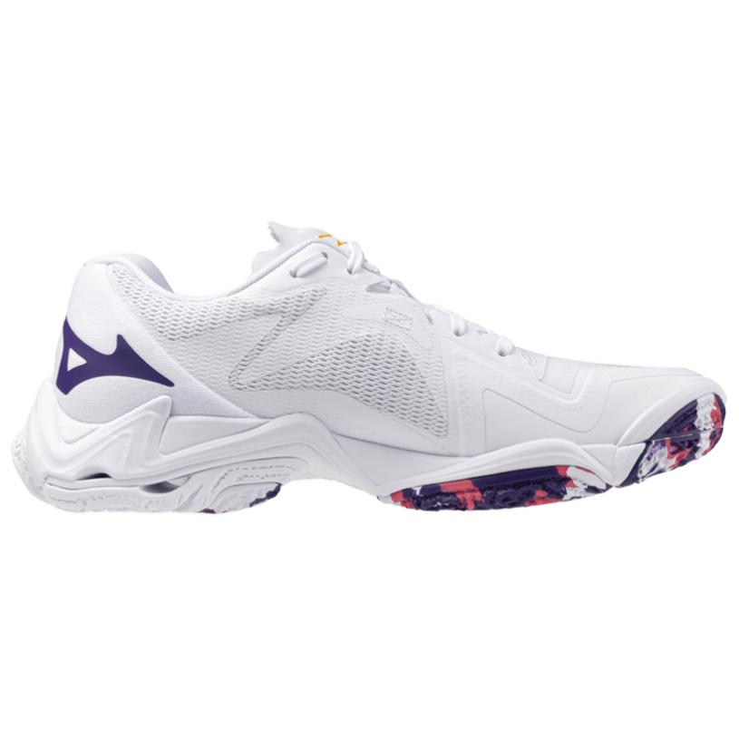 Mizuno Wave Lightning Z8 White Violet Indigo Camellia Rose Unisex Volleyball Shoes SKU: V1GC240020