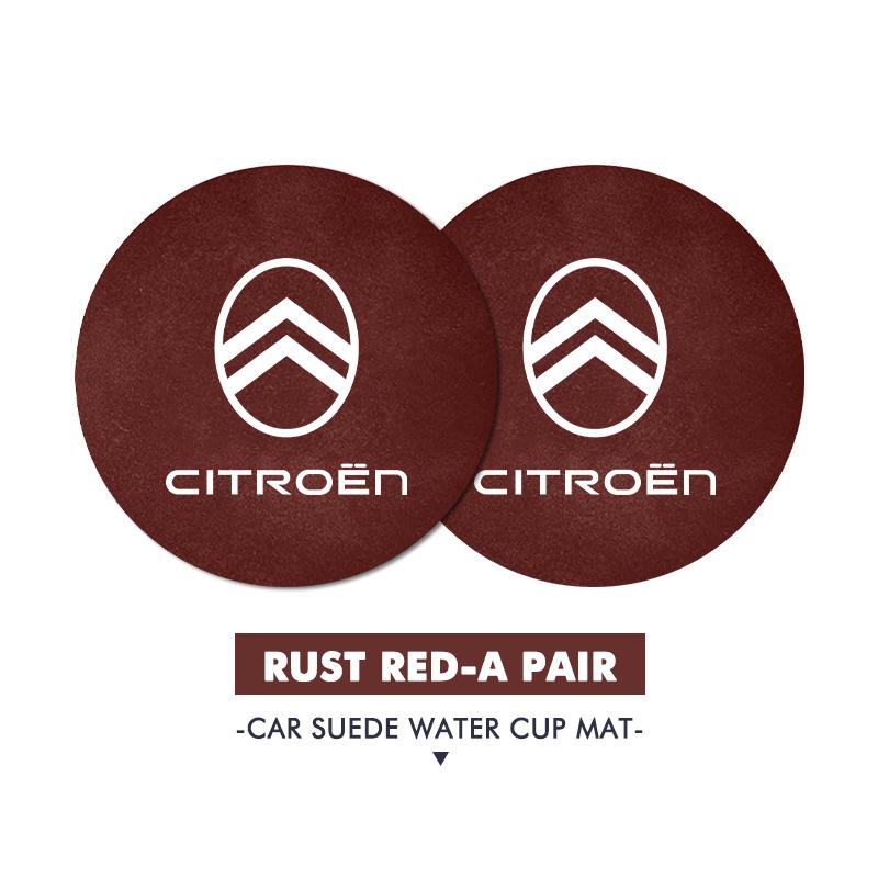 For Citroen 2PCS Car Logo Anti-Slip Water Cup Pad Drink Holder Mat Interior Accessories C4 C3 C5 C1 C2 C6 VTS C4L DS3 DS4 DS5