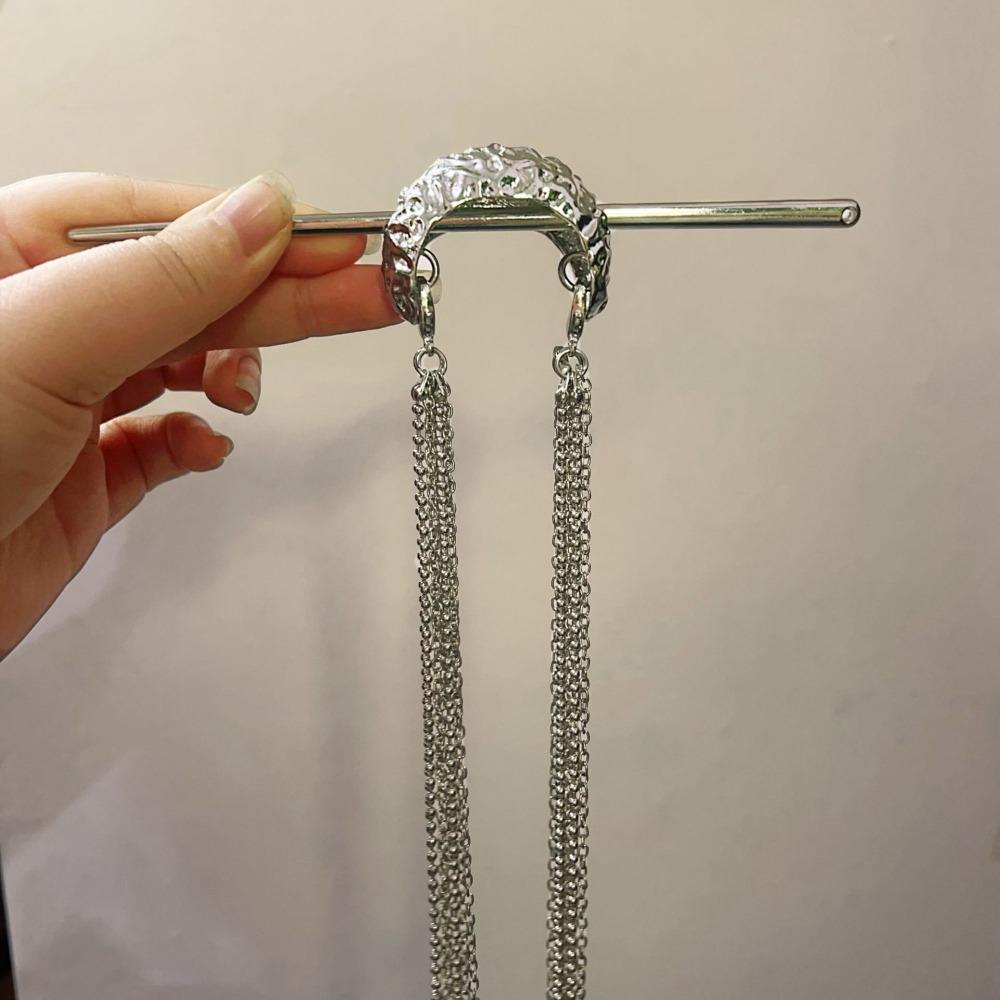 New Chinese Style Personality Sliver Color Long Tassels Hairpin for Women Temperament Hair Jewelry Versatile Hair Accessory Gift