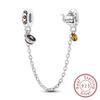 New Authentic Safety Chain Clasp Clip Charm Bead copper Heart Bow Star Shape Moon Compatible With Bracelets Do It Yourself Woman Girl Jewellery Gift