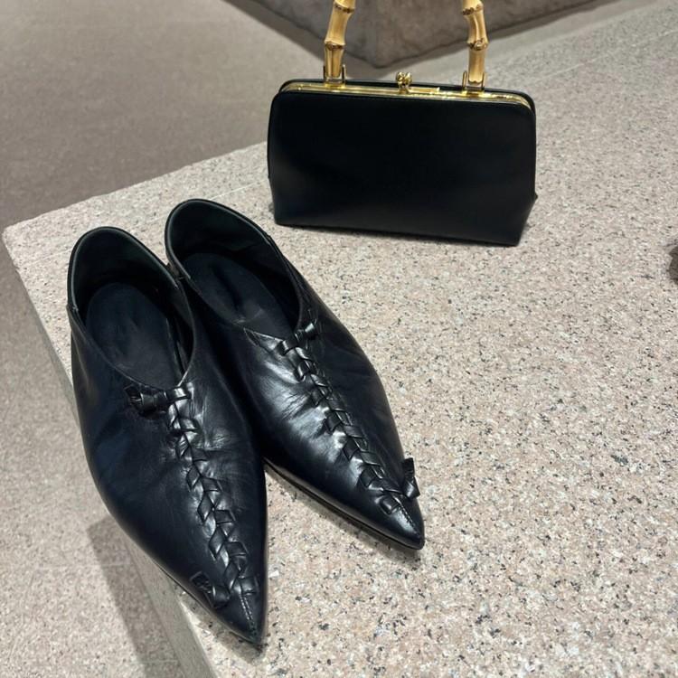 Fashion Shoes Women 2025 New Pointed Toe Designer Woven Leather Mary Jane Flat Single Shoes Simple Elegance Slip-on Fashion Loafers