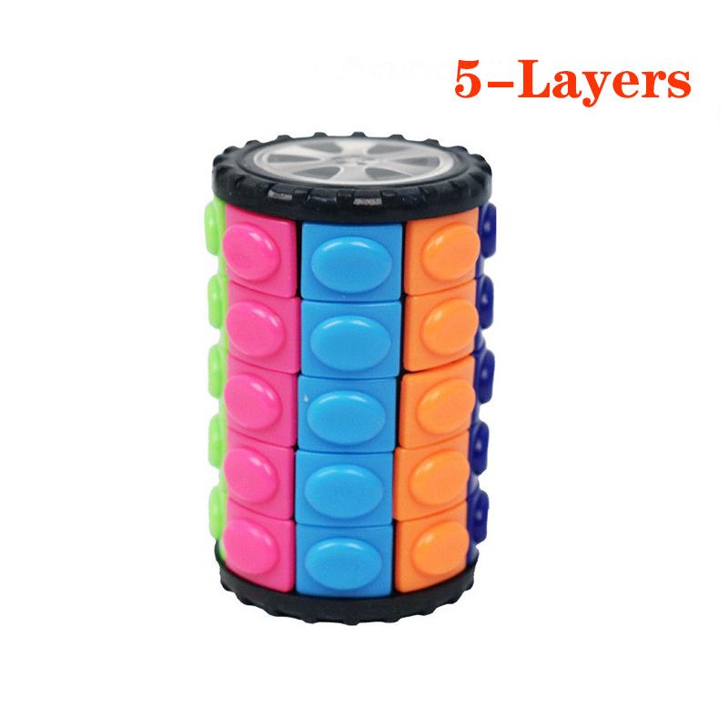 3D Corn Cube Tower 7 Layers Cylinder Stress Relief Decompression Toy Wheel Rotating Develop Intelligence DIY Cylindrical Puzzle