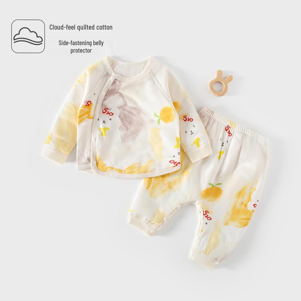 Class A Quilted Baby Two-Piece Set - Warm Autumn/Winter Outdoor Cotton Outfit for One-Year-Olds, 40g