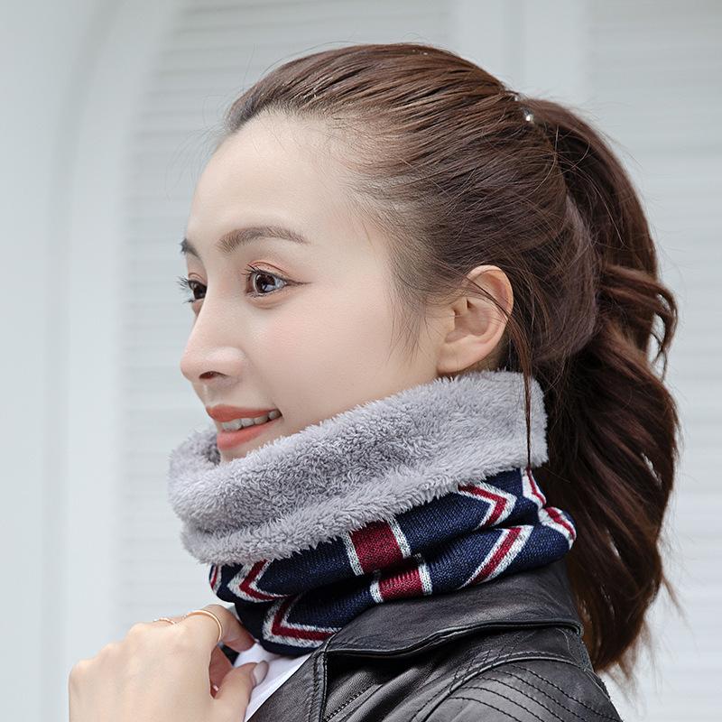 Autumn Winter New Women Printing Knit Neck Cover Warm Ring Scarf Female Fashion Fleecing Neckerchief Spring Wind Protection Men