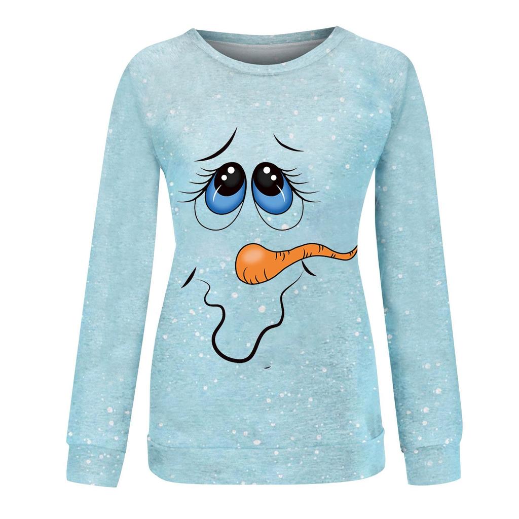 Women's Casual Fashion  Print Long Sleeve O-Neck Pullover Top