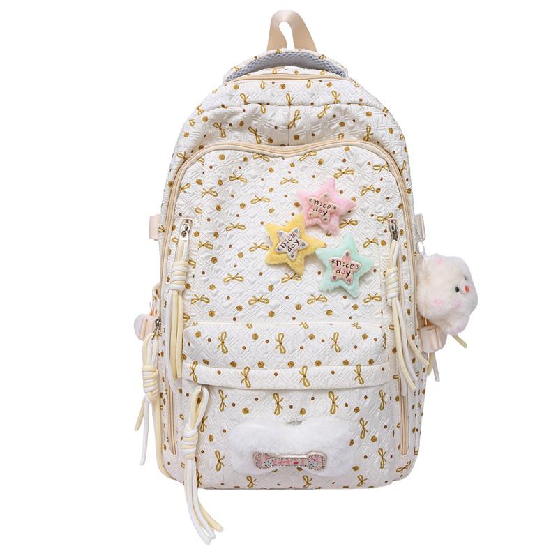 Мультяшный рюкзак женский с бантом легкий рюкзак студенческий школьный белый