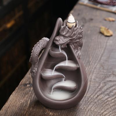Relief-Drachen-Räuchergefäß, Wasserfall-Rückfluss-Räucherstäbchenhalter, Aromatherapie-Ornament, Zen-Dekor, Wohndekoration