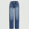 European and American Street Versatile Casual Mid Waist Washed Straight Leg Jeans Women's Clothing