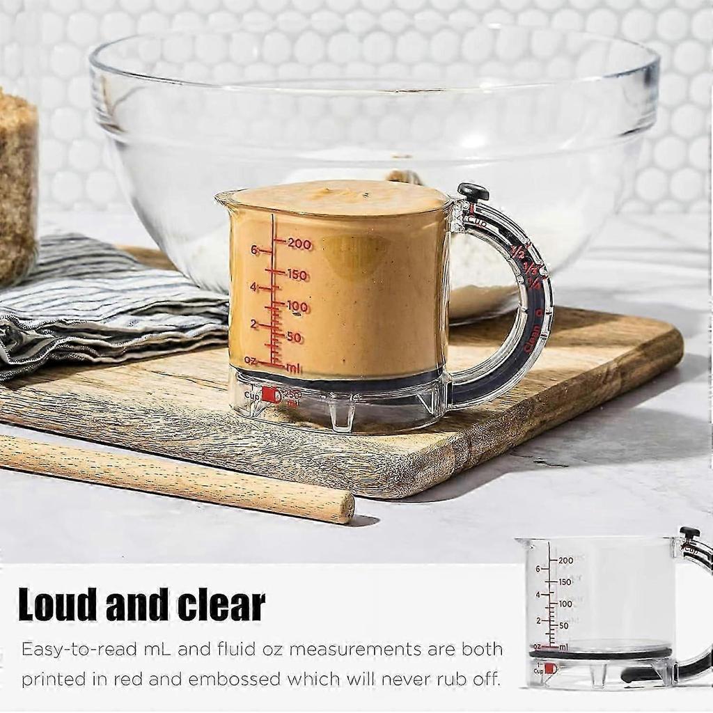 4-in-1 Adjustable Measuring Cup, Multi-Functional Measuring Cup with Scraper-Style Seal Base, Space-Saving Easy to Clean No Waste Design, Multi Measur