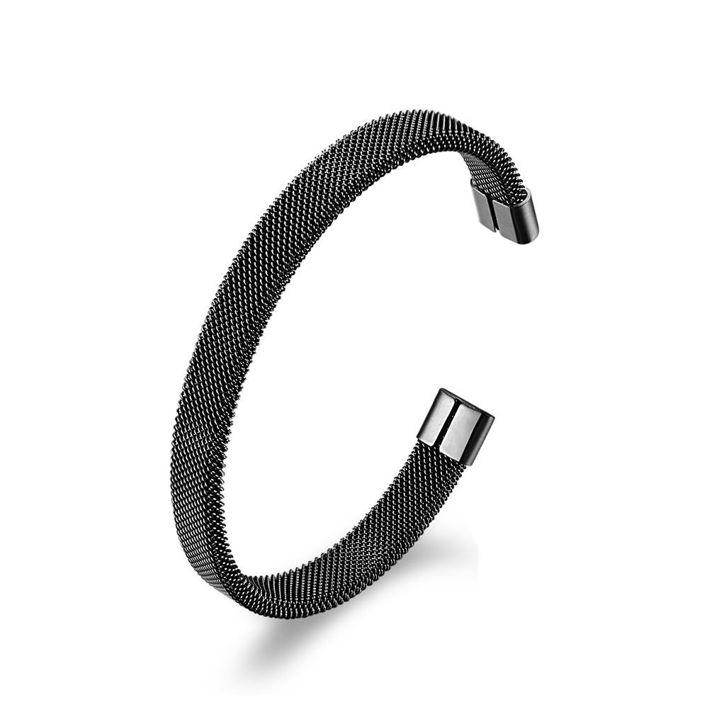 Simple and Stylish Titanium Steel Mesh C Shaped Bracelet Elastic Stainless Steel Trendy Bracelet