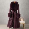 Imitation Rabbit Skin Fur Integrated Coat New Medium and Long Fur Women's Knee Imitation Fox Fur Collar Coat Slim Fit