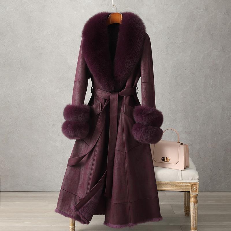 Imitation Rabbit Skin Fur Integrated Coat New Medium and Long Fur Women's Knee Imitation Fox Fur Collar Coat Slim Fit