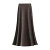 Qooth Mermaid Pencil Skirt Elastic Waist A Line Mid Length Skirt with Decorative Metal Buttons QT2759