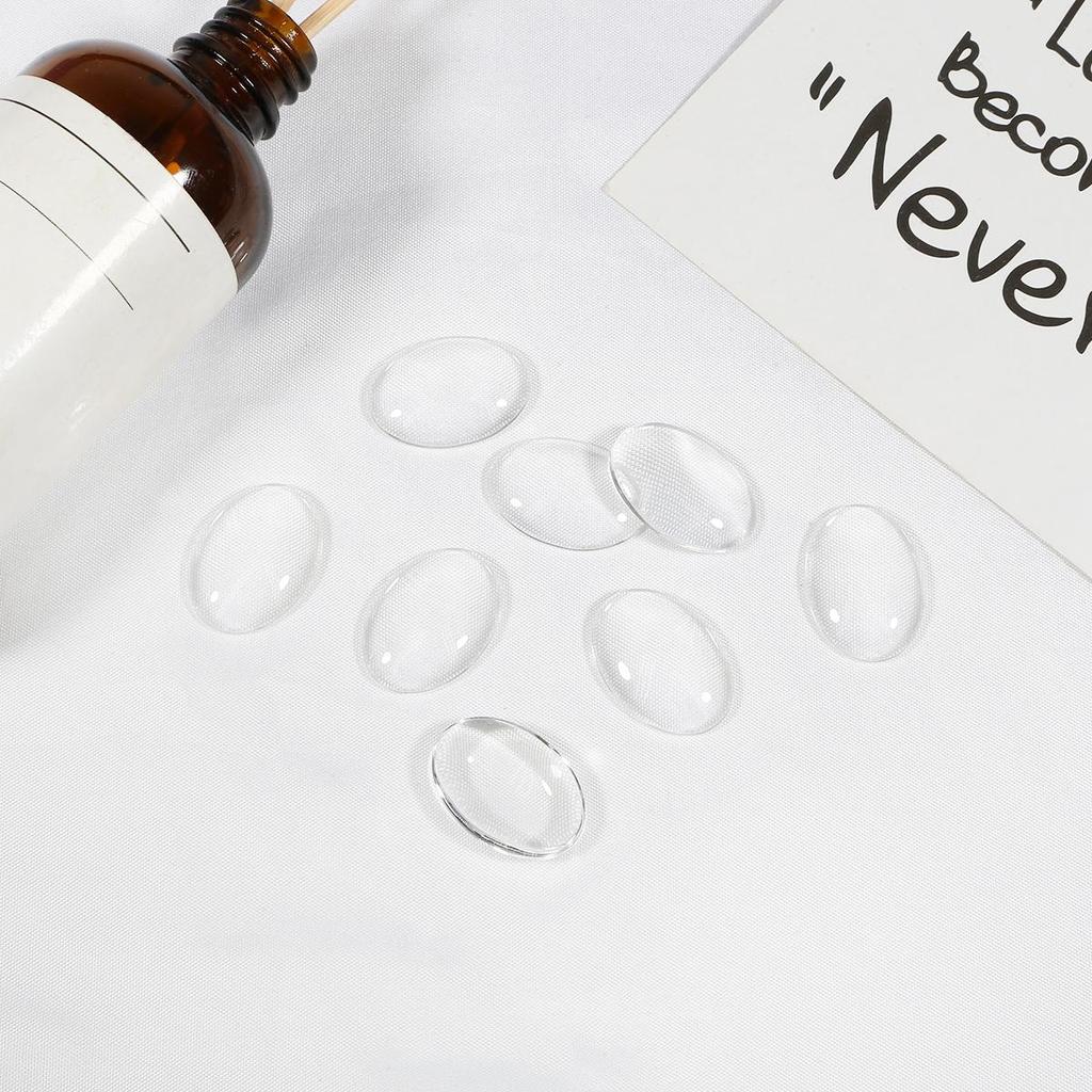 Pick Size Oval Shape Transparent Flat Back Glass Cabochon For Jewelry Decoration Making DIY Rings Materials
