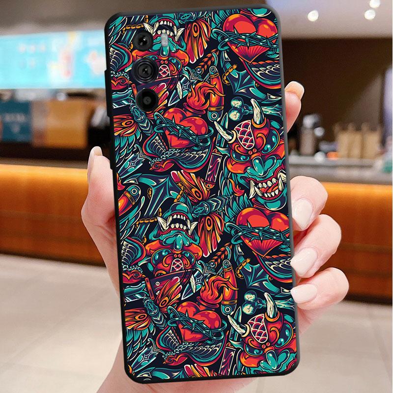 

Phone Case For Motorola Edge 50 40 Pro 60 50 40 30 Ultra Neo Fusion Moto G85 G72 G53 G54 G84 G13 G32 Japanese Style Art Wave Moto G32