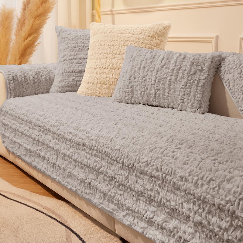 

Зимняя утолщенная подушка для дивана из кроличьего бархата, нескользящая подушка, плюшевый чехол для дивана, мягкий съемный чехол для дивана, домашний декор 70x70