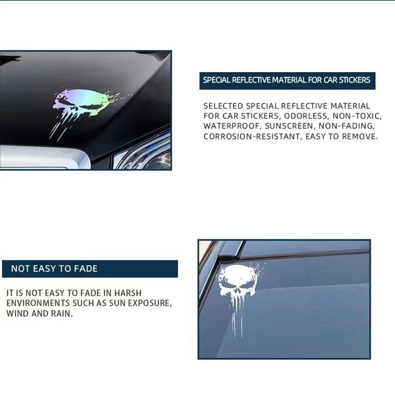 NEW Universal Car Motorbike Decoration Skull Sticker Reflective Decal Motorcycle Stickers Waterproof Sun Protection Accessories