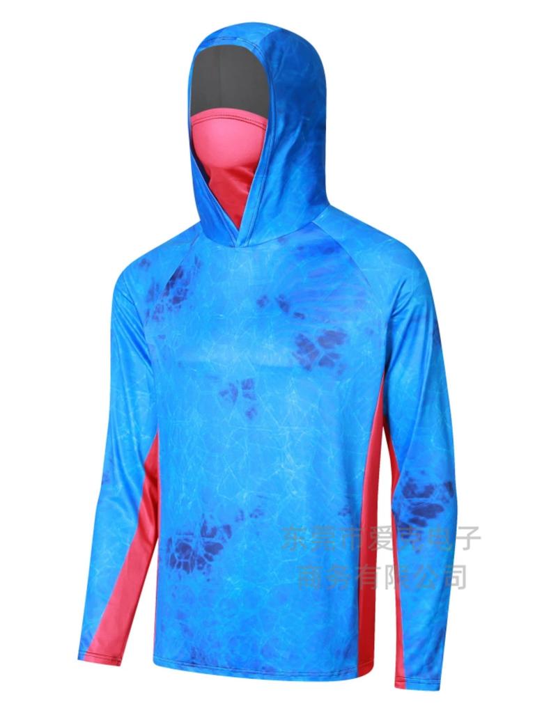 Men's sunscreen clothing summer UV protection breathable quick drying outdoor fishing clothing Luya fishing clothing hooded with mask