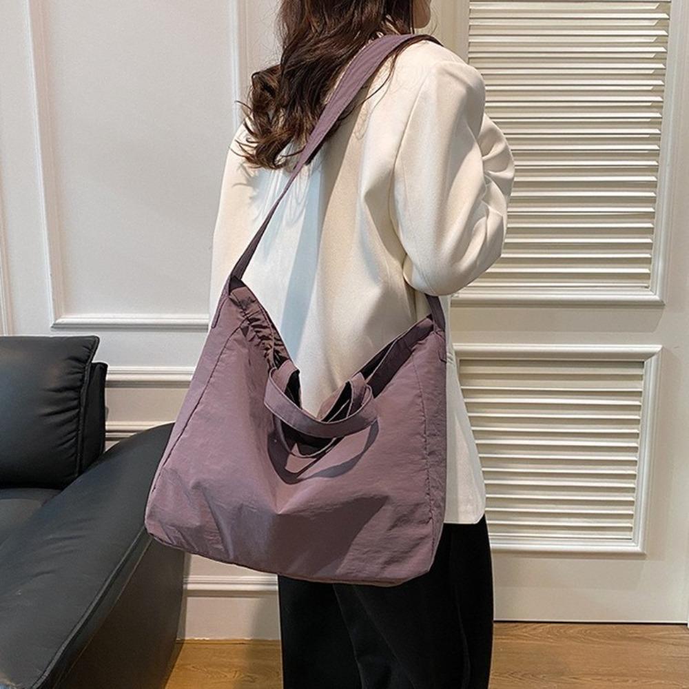 Zipper Nylon Shoulder Bag Soft Underarm Bag Casual Large Capacity Tote Bag Daily