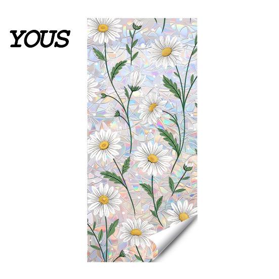 Dekorative Sichtschutzfolie für Fenster, Sonnenfänger, Statische Fensterfolie, Blume Schmetterling Selbstklebender Glasaufkleber, Bürolfolie, Abnehmbare Haftfolie